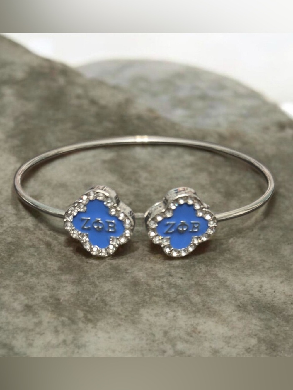 Zeta Phi Beta Clover Shaped Single Bangle Bracelet
